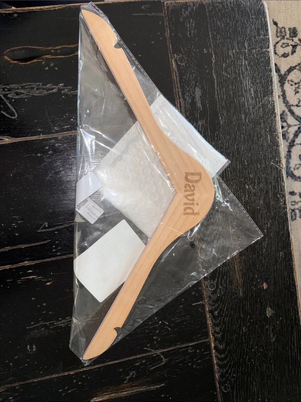 Personalized David Wooden Hanger - Natural Wood